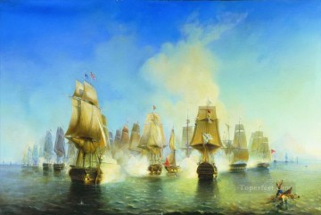 Paisajes Painting - la batalla de athos 1853 Alexey Bogolyubov buques de guerra guerra naval